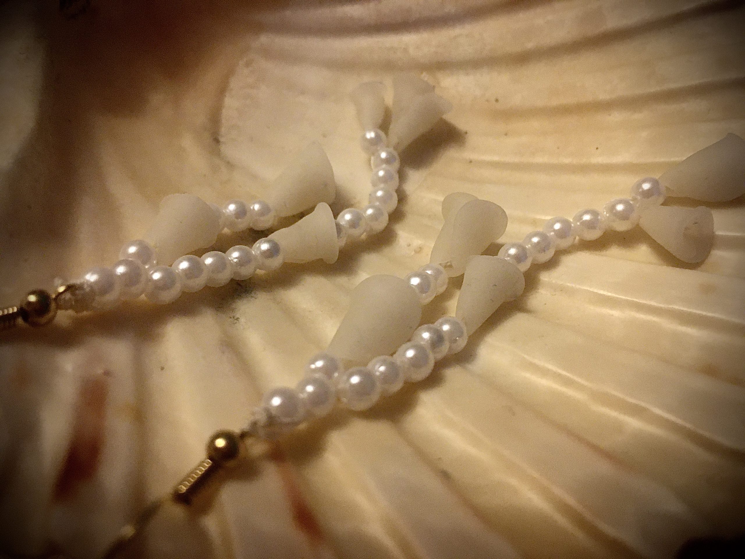 The journey in creating these pearl and Lily drop earrings was fraught with danger as I nearly glued my fingers together.