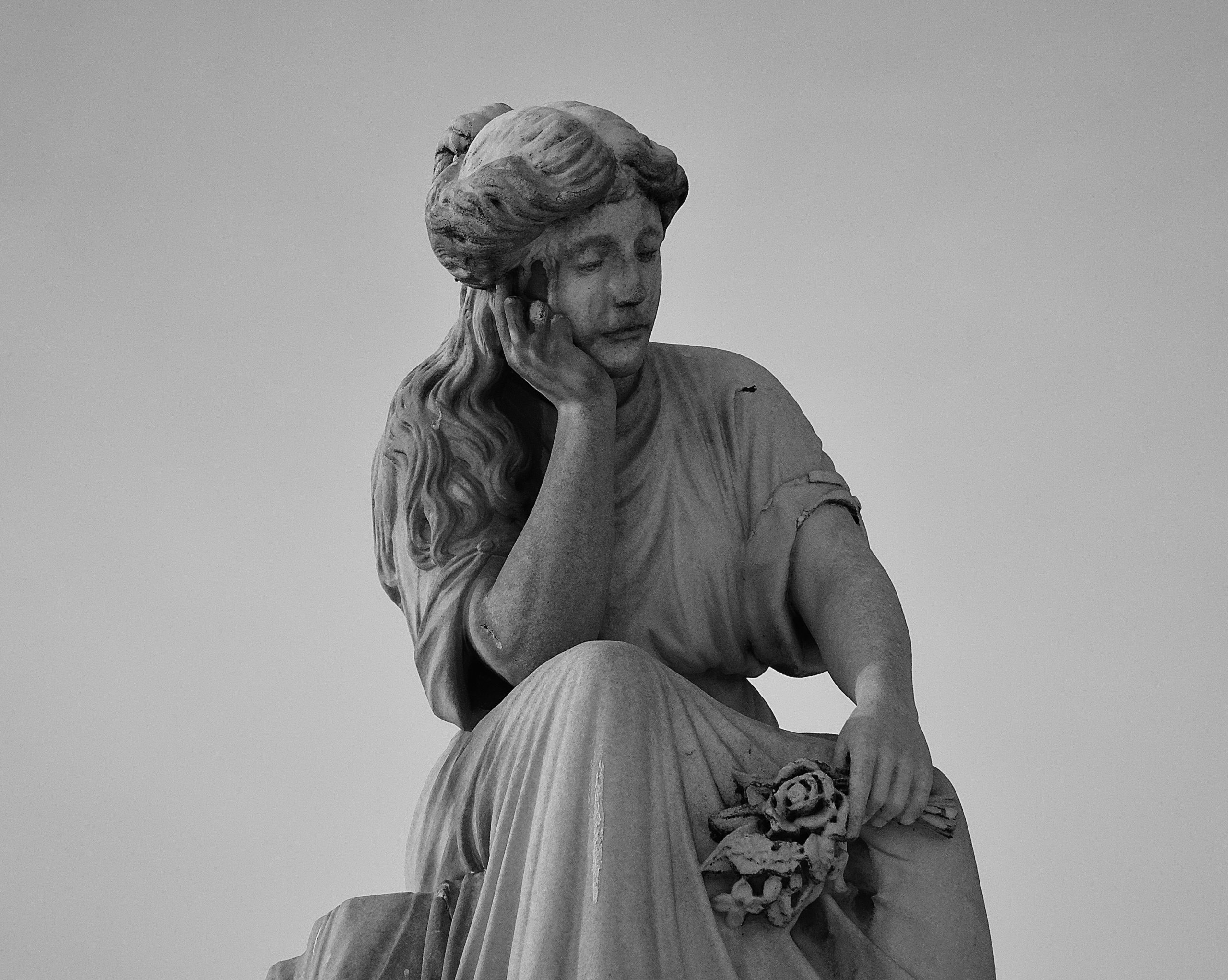 Sometimes life is hard like for the marble statue in this photo, mourning her loss, and we need to take a breath.