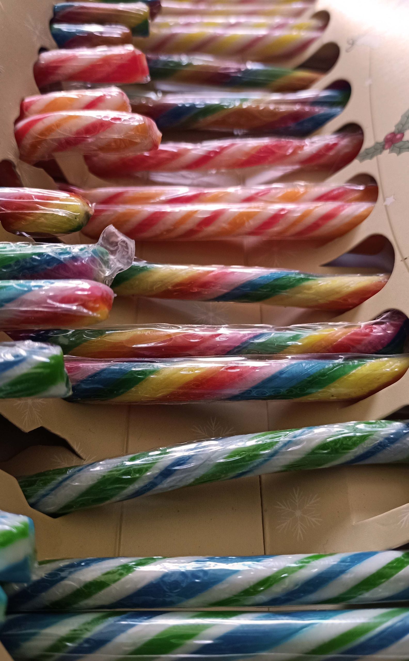 Another Year is Ending as Christmas approaches. Photo of candy canes in a box.